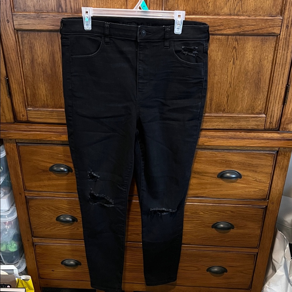 American Eagle Outfitters Black Ripped Skinny Jeans